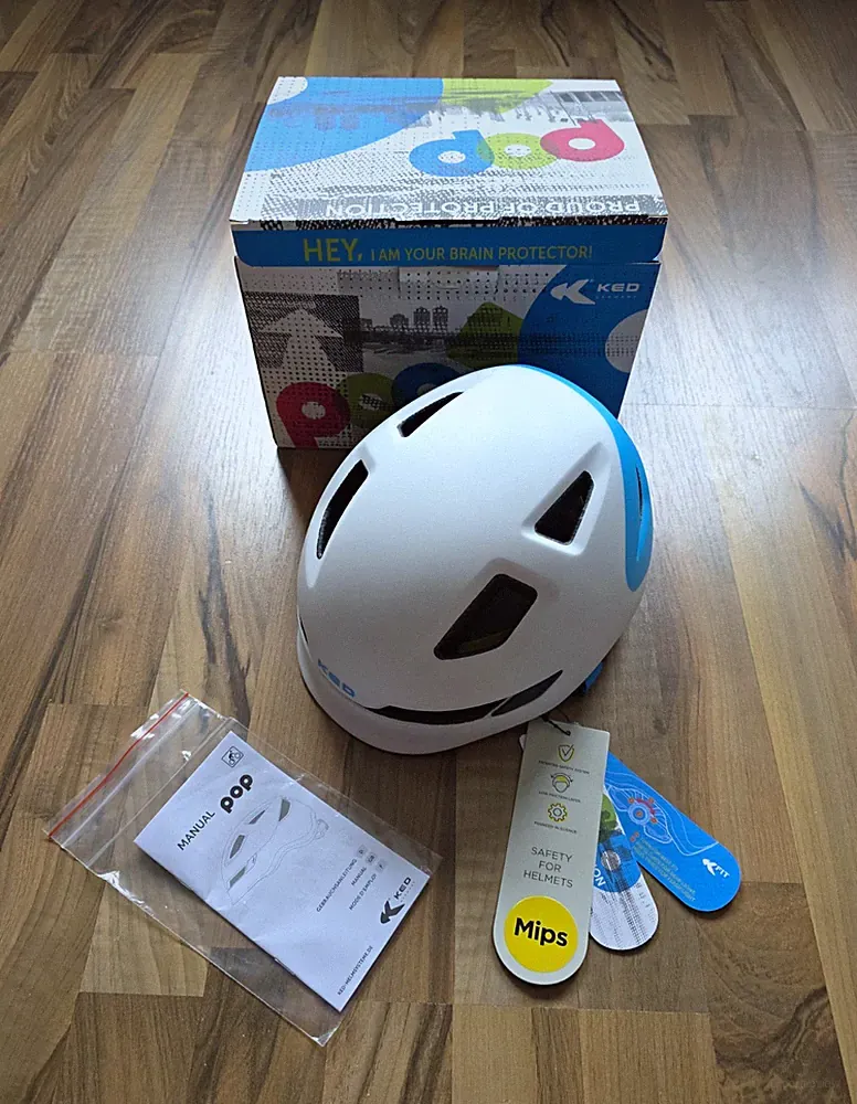 KED POP Fahrradhelm MIPS einstellbare Passform weiß/blau Gr. M 52-56