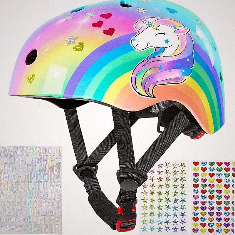Kinder Fahrradhelm Einhorn Verstellbar für Mädchen 3-8 Jahre Skateboard Scooter