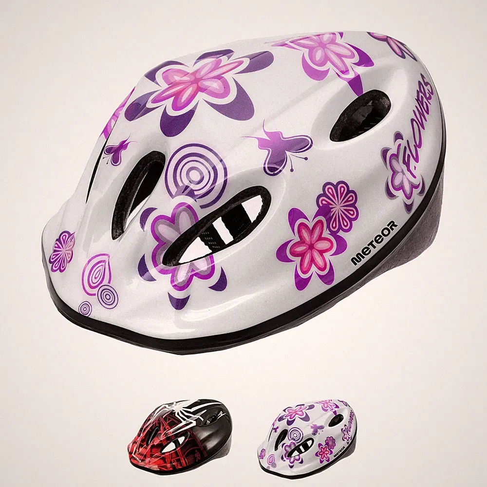 Kinder Fahrradhelm Kinderhelm Schutzelm Jungen Mädchen Helm Spider Weiß/Lila S-M