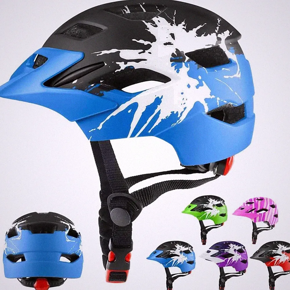 Kinder-Fahrradhelm Schwarz Blau, Leichter Helm für Jungen und Mädchen 4-14 Jahre