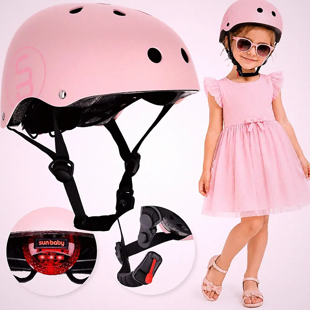 Kinder Jungen Mädchen Radhelm Kinderfahrradhelm LED magnetischer Clip S 50-54cm