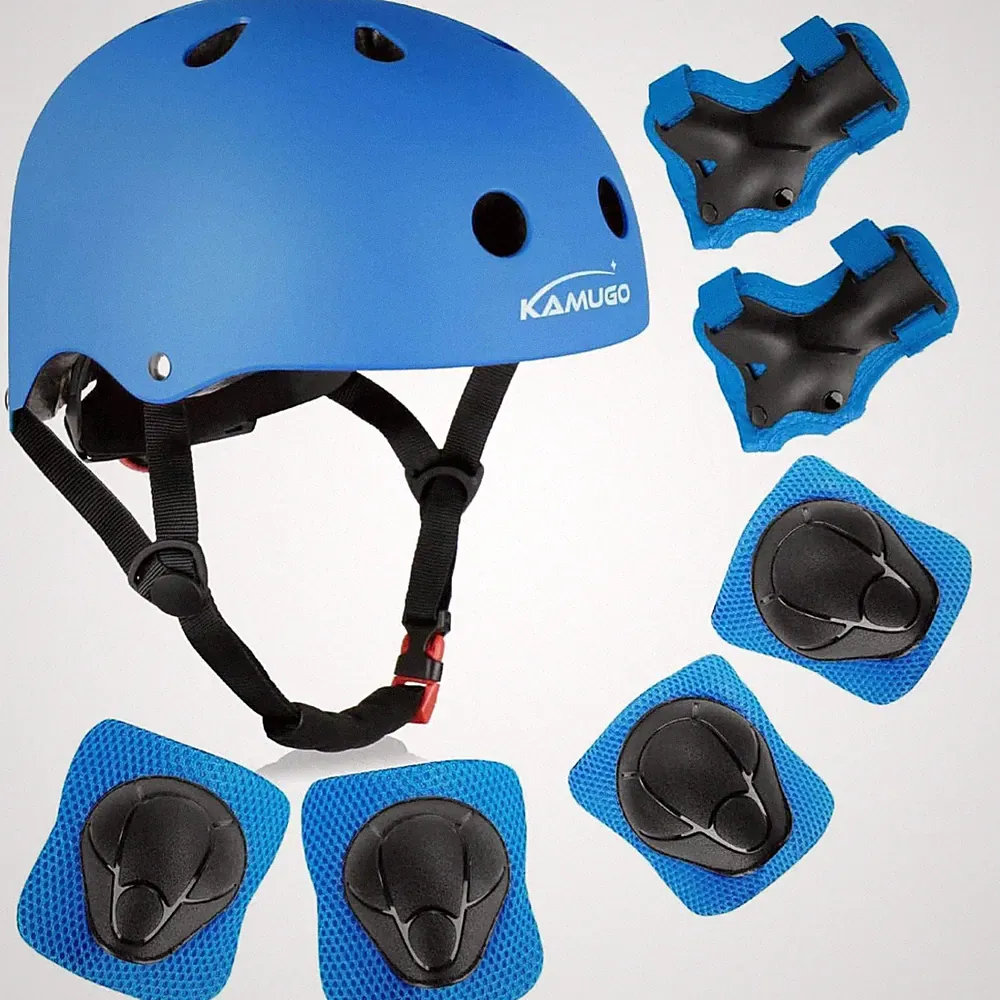 Kinderfahrradhelm 2-8 Jahre Schutzset Helme Stützpad Belüftung Blau