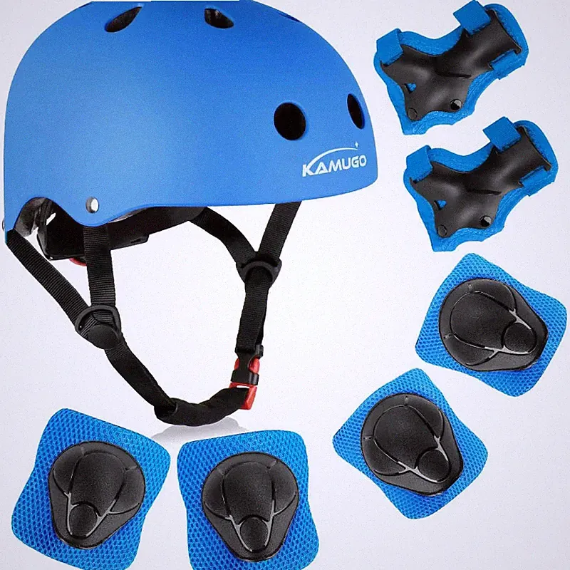 Kinderfahrradhelm mit Schutzausrüstung Kniepolster Ellenbogenpolster 2-8 Jahre
