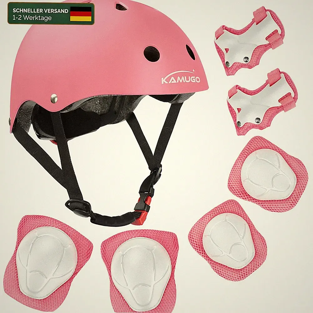 Kinderfahrradhelm mit Schutzausrüstung Kniepolster Ellenbogenpolster 2-8 Jahre