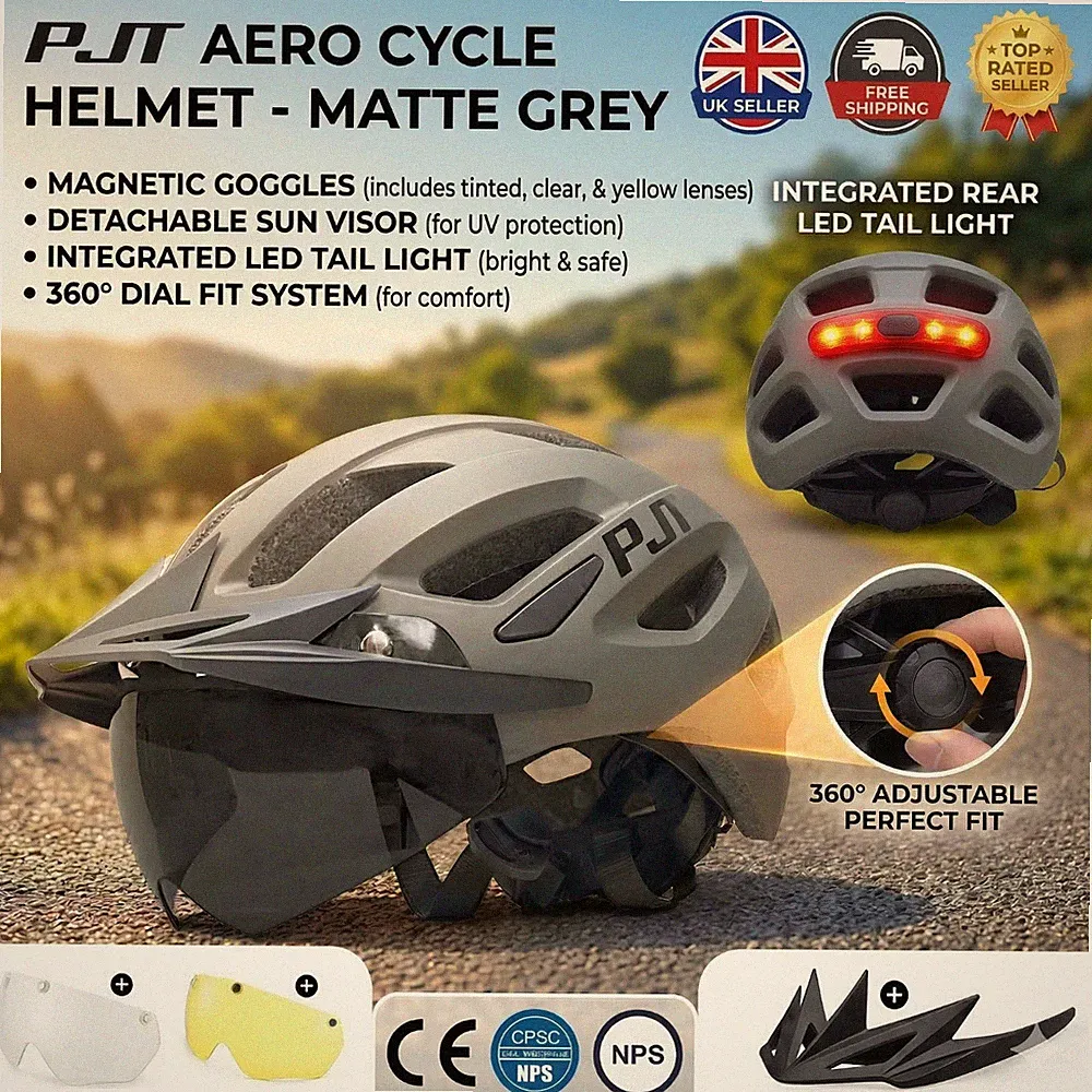 LED Fahrradhelm mit Sonnenblende Akku Licht Rennrad MTB Fahrradhelm Herren