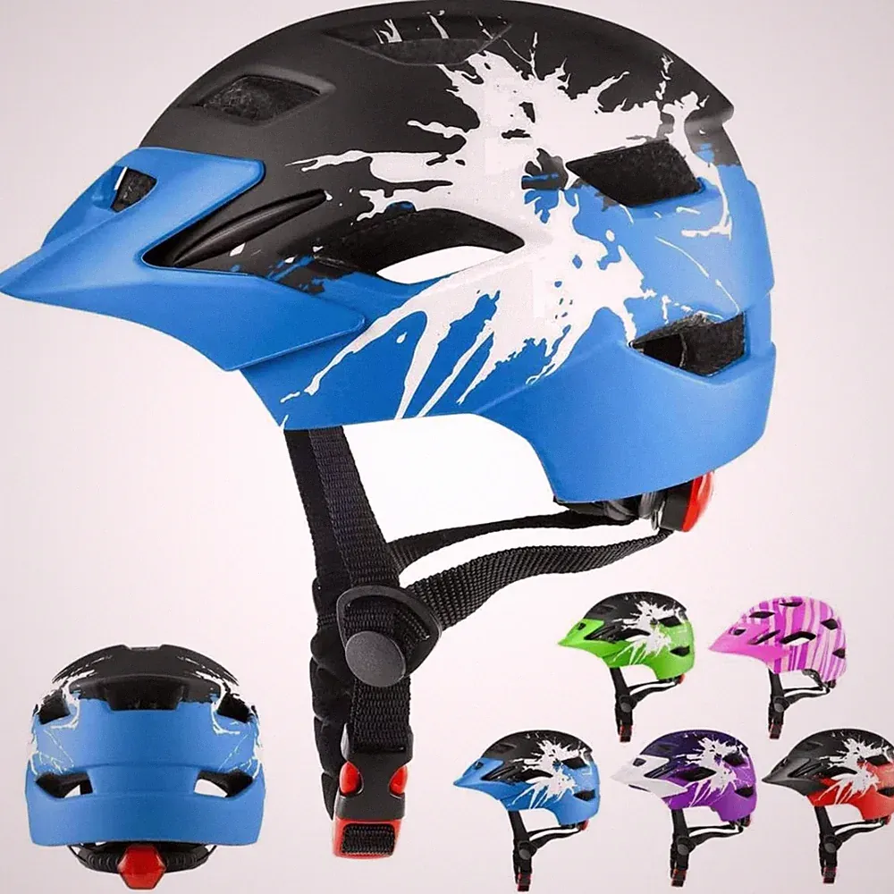 Leichter Kinder-Fahrradhelm mit Licht, Verstellbarer Helm 48-56 cm 4-14 Jahre