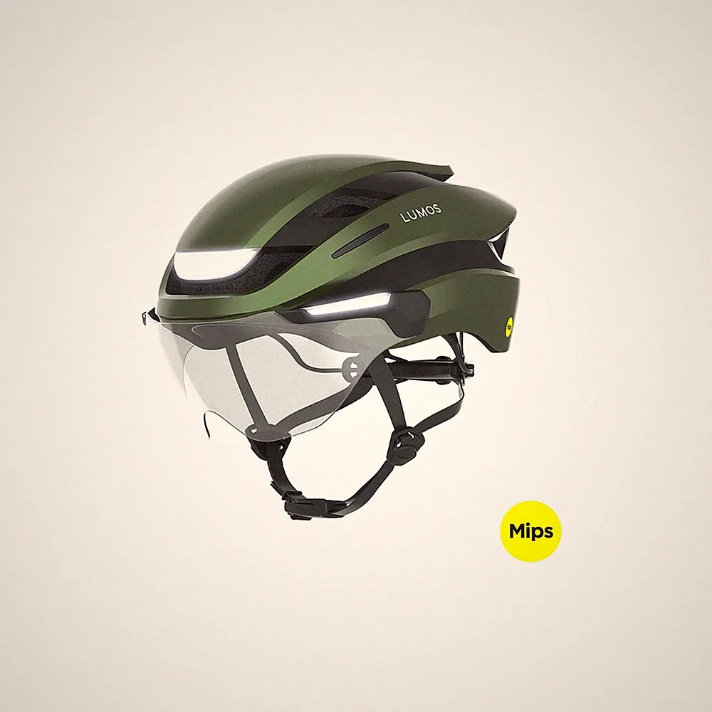 Lumos Ultra E-Bike MIPS Fahrrad Helm Emerald Dunkel Grün M/L Visier Rück Licht