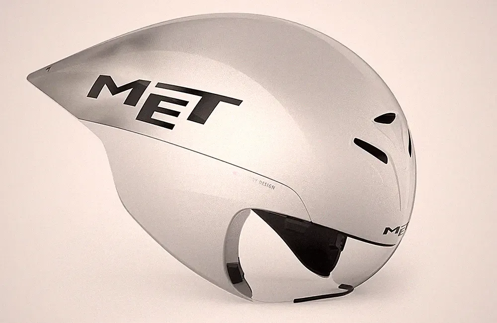 MET DRONE WIDE BODY II FAHRRADHELM TRIATHLON TT WEISS - POGACAR MODELL SHIELD