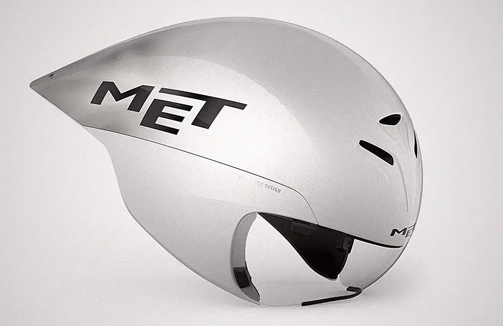MET DRONE WIDE BODY II FAHRRADHELM TRIATHLON TT WEISS - POGACAR MODELL SHIELD