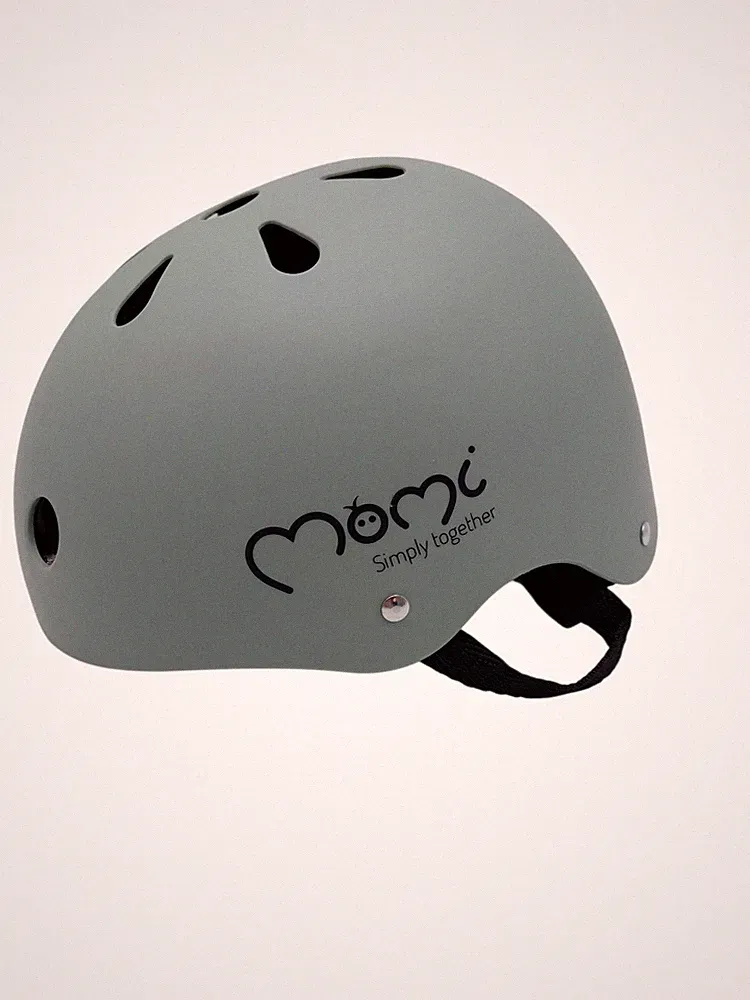 MoMi Mimi Kinderhelm Fahrradhelm verstellbar Kopfumfang 48-55 cm Grün Matt
