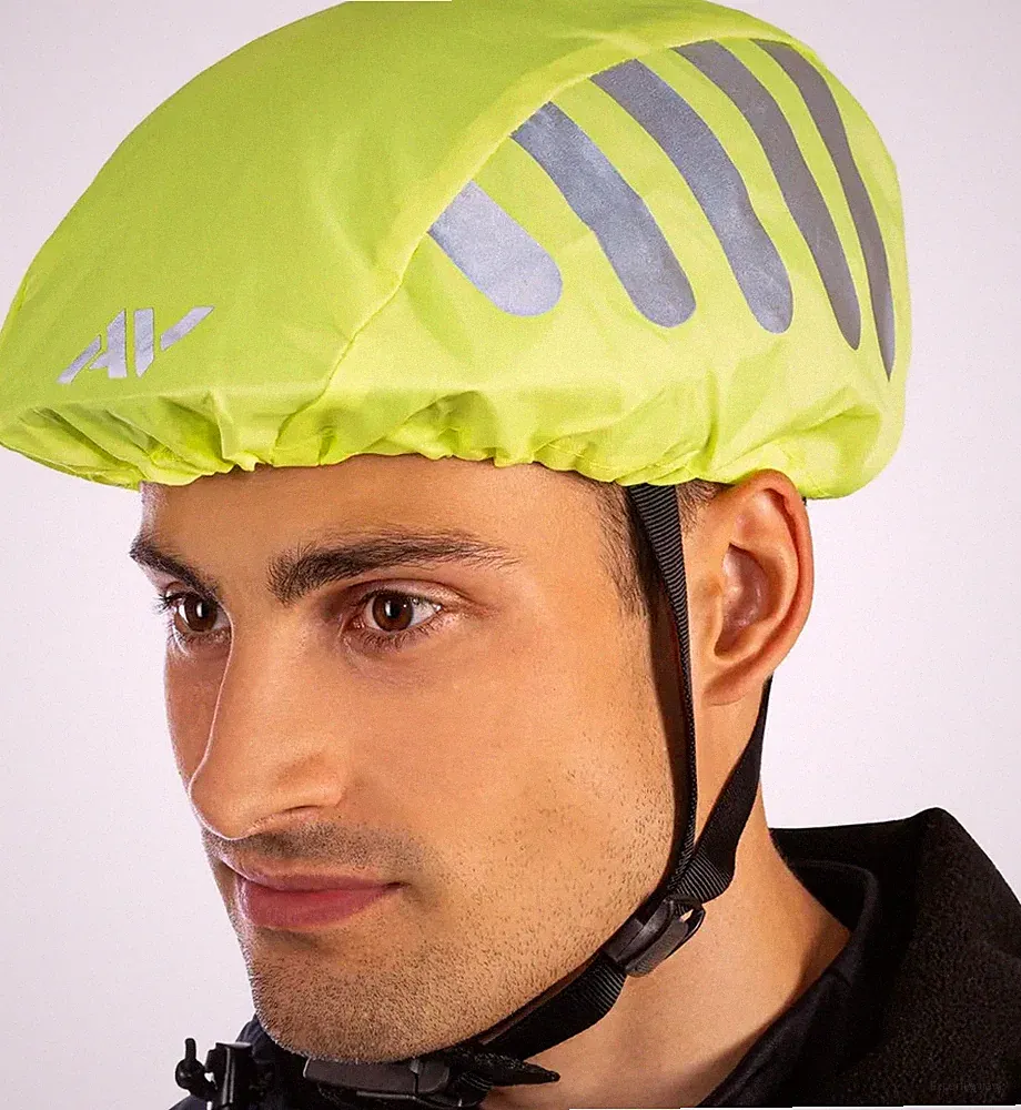 Regencover Raincover Helmüberzug Fahrradhelm Regenschutz Regenhaube Neon Gelb