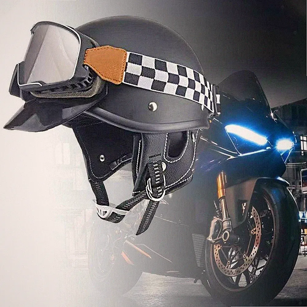 Retro-Helm, Fahrradausrüstung, atmungsaktiv, Mopedhelm für Herren, Unisex