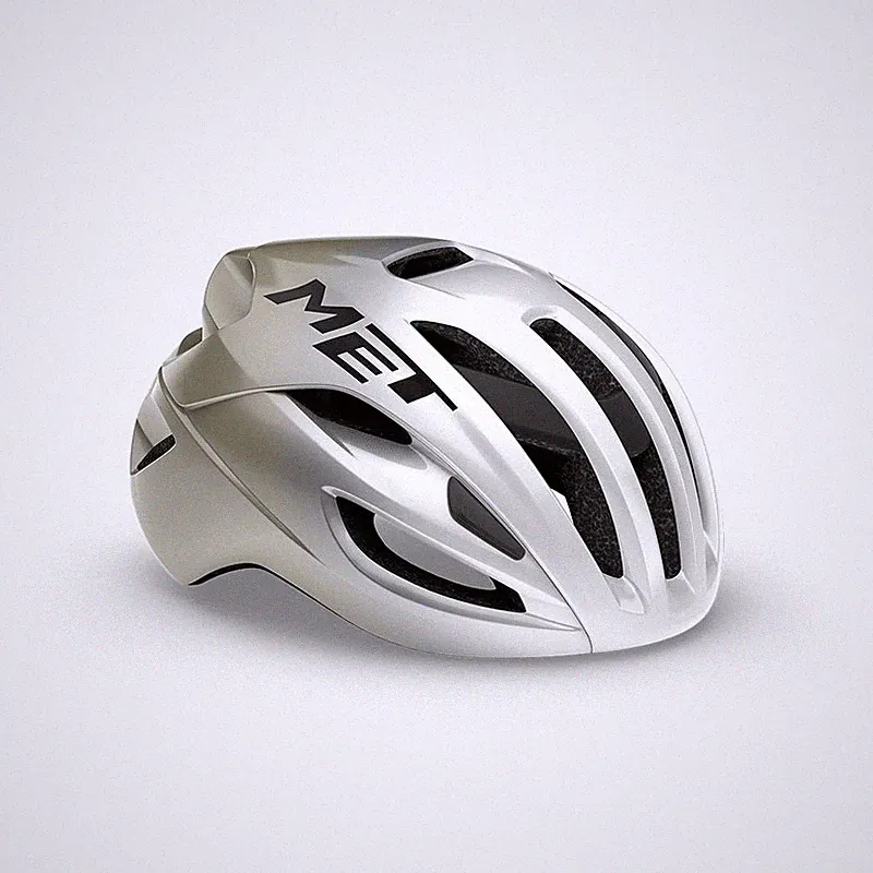 Rival MIPS Straßenhelm Silber Grau Glänzend MET Fahrrad