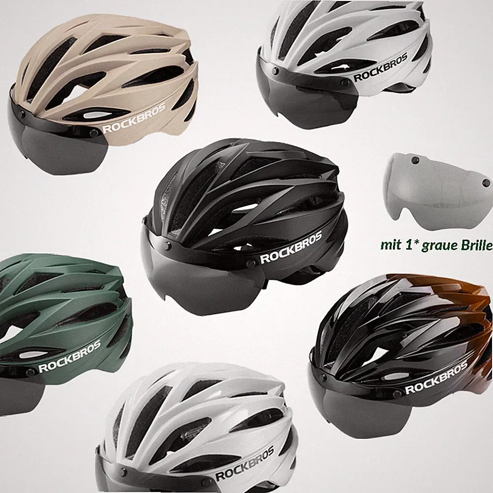 ROCKBROS Fahrradhelm mit Abnehmbar Visier Rennradhelm unsiex 58-62cm MTB Helm