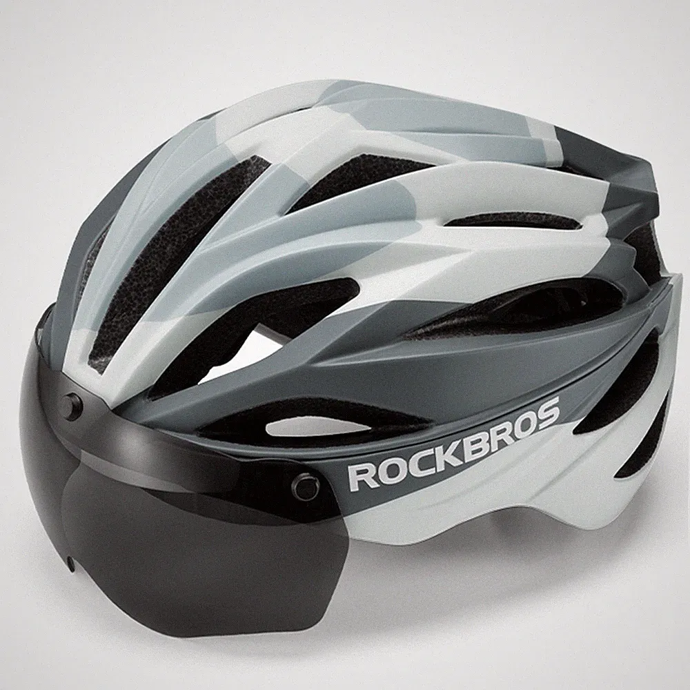 ROCKBROS Fahrradhelm mit Abnehmbar Visier Rennradhelm unsiex 58-62cm MTB Helm