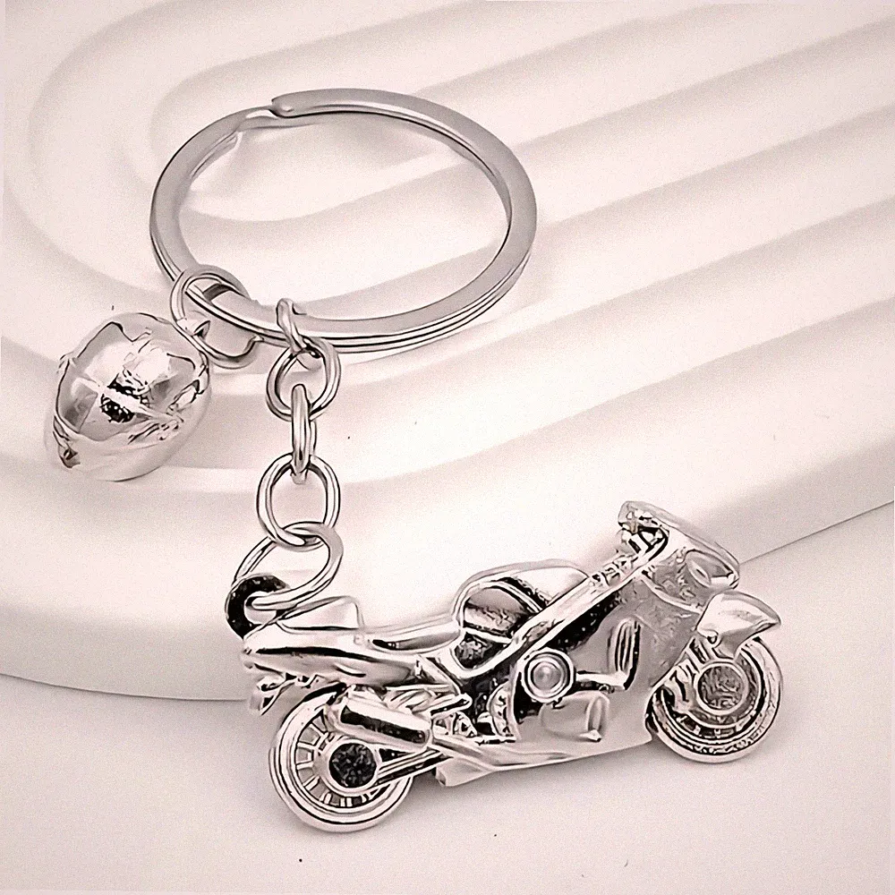 Schlüsselanhänger Motorrad Motorrad silber Metall Fahrradfahrer Geschenk Helmanhänger