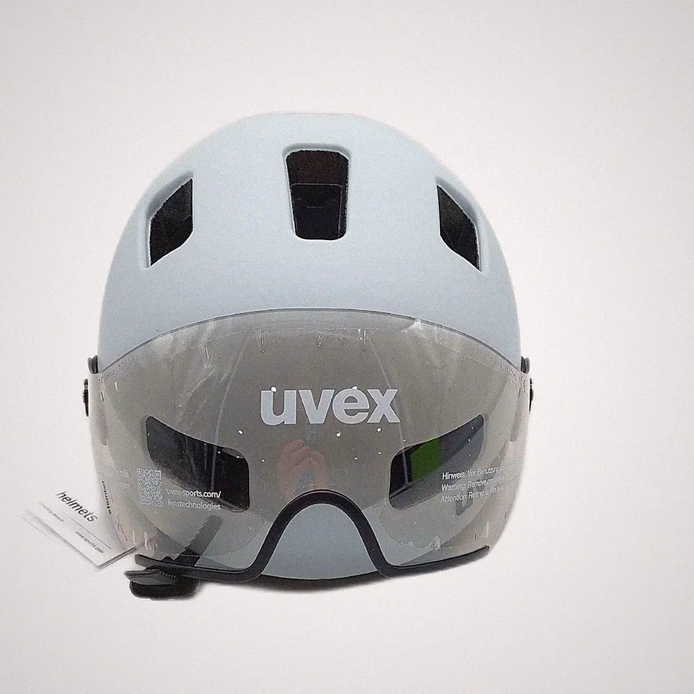 uvex Fahrradhelm City Helme Rush Visier Led Licht Sicherheit Komfort grau