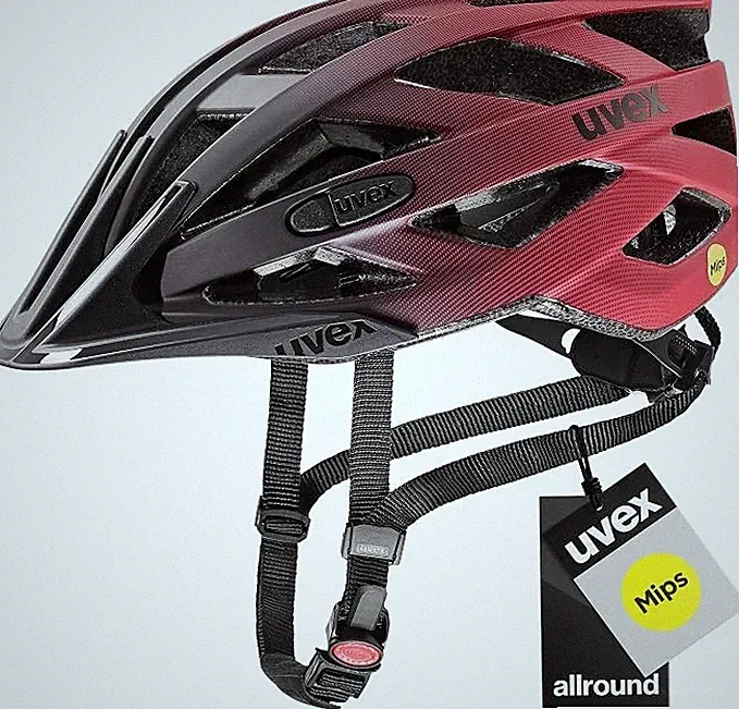 uvex i-vo cc MIPS - Leichter Fahrradhelm -black-red matt - 52-57 cm