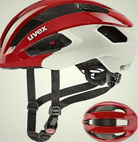 UVEX Rise CC Fahrrad-/Fahrradhelm Rot-Weiß Glanz Unisex Erwachsene 55-59cm Brandneu