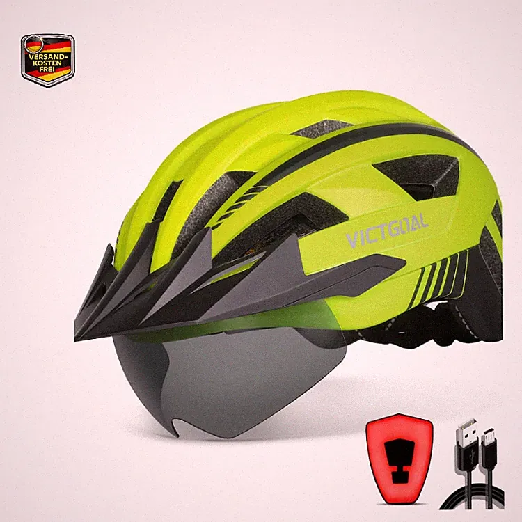 VICTGOAL Fahrradhelm MTB Helm mit magnetischer Schutzbrille 21 Belüft
