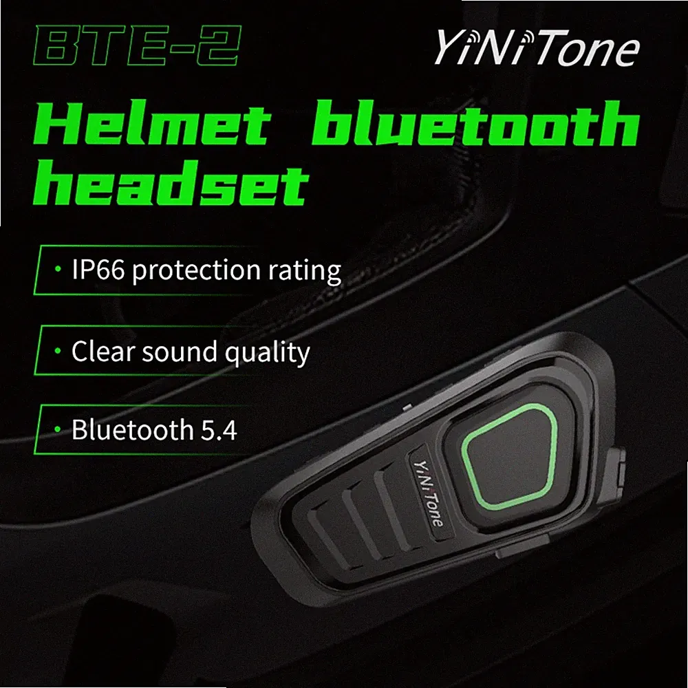 YiNiTone BTE-2 Bluetooth-Helm-Headset für Motorrad- und Fahrradfahrer